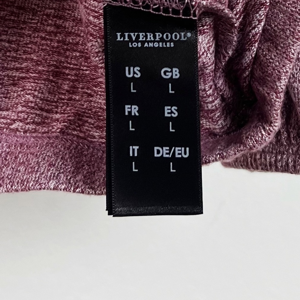 NWT Liverpool Jeans Co Split Neck Hoodie Mauve Heather Spacedye - Picture 7 of 7